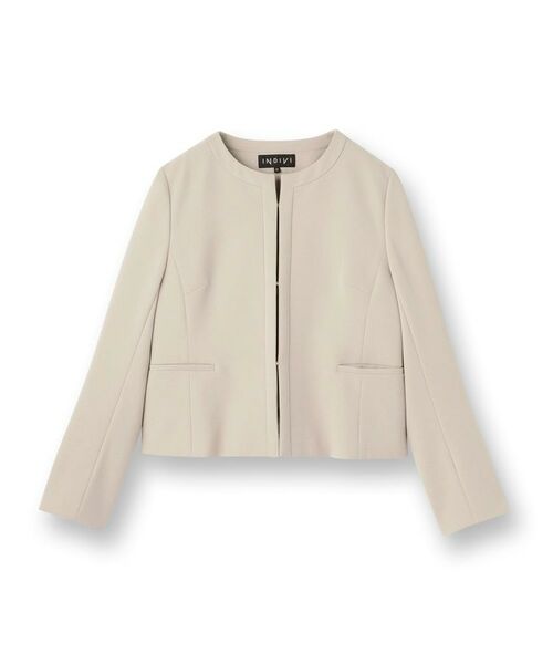 INDIVI / インディヴィ ノーカラージャケット | 【上品光沢/セレモニー/SETUP可能】切り替えデザインジャケット | 詳細1