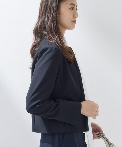 INDIVI / インディヴィ ノーカラージャケット | 【上品光沢/セレモニー/SETUP可能】切り替えデザインジャケット | 詳細2