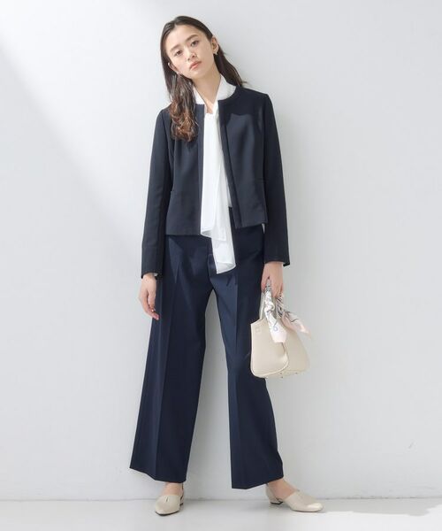 INDIVI / インディヴィ ノーカラージャケット | 【上品光沢/セレモニー/SETUP可能】切り替えデザインジャケット | 詳細4