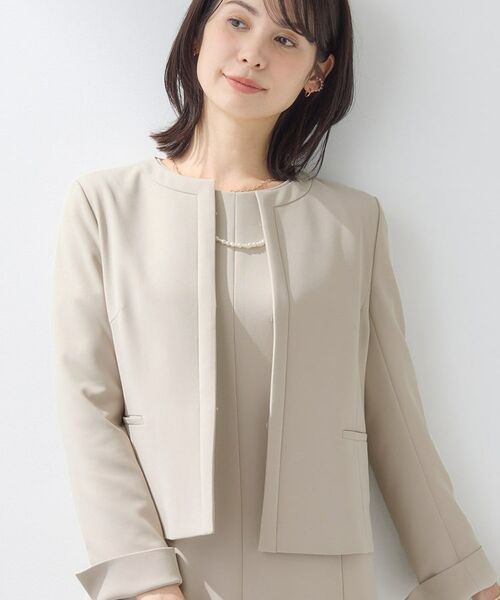 INDIVI / インディヴィ ノーカラージャケット | 【上品光沢/セレモニー/SETUP可能】切り替えデザインジャケット | 詳細6