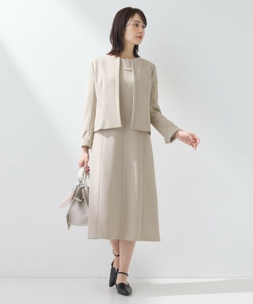 INDIVI / インディヴィ ノーカラージャケット | 【上品光沢/セレモニー/SETUP可能】切り替えデザインジャケット | 詳細8