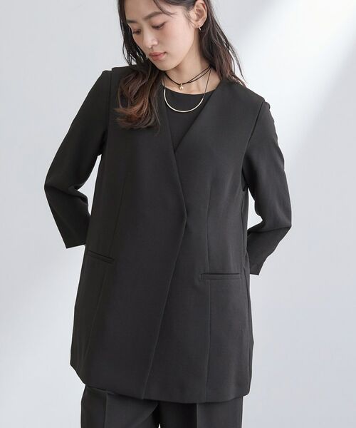 INDIVI / インディヴィ ベスト | 【洗える/多機能/SETUP可】こなれジレジャケット(ブラック(019))