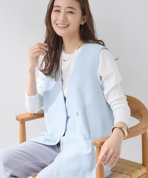 INDIVI / インディヴィ ベスト | 【洗える/多機能/SETUP可】こなれジレジャケット(サックスブルー(090))