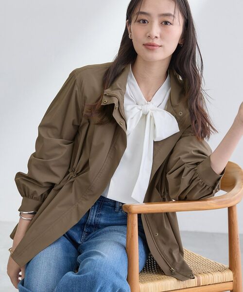 INDIVI / インディヴィ レザーブルゾン・ジャケット | 【撥水／フード取外し可】凹凸素材ブルゾン（モカブラウン(042)）