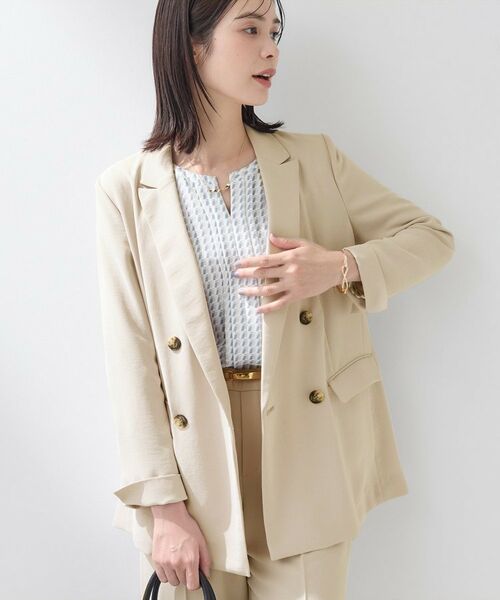 INDIVI / インディヴィ テーラードジャケット | 【洗える／多機能／SETUP可】こなれダブルジャケット（ベージュ(052)）