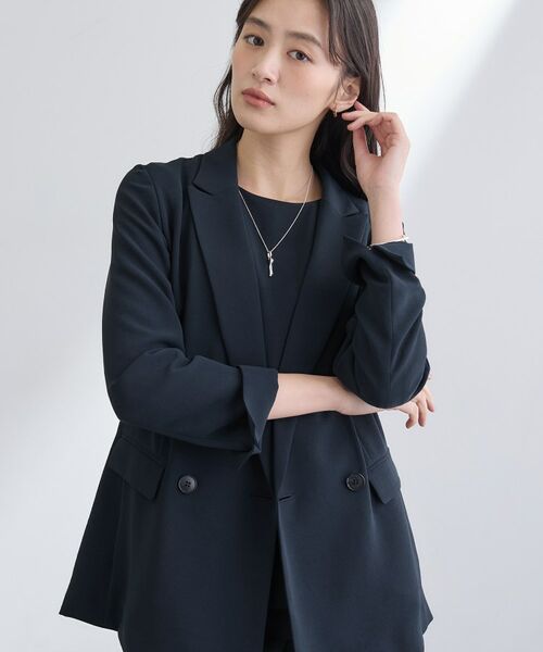 INDIVI / インディヴィ テーラードジャケット | 【洗える／多機能／SETUP可】こなれダブルジャケット（ネイビー(094)）