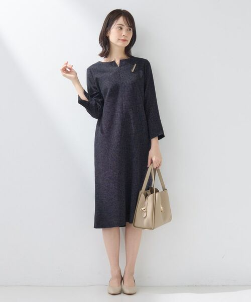 INDIVI / インディヴィ ミニ丈・ひざ丈ワンピース | 【軽量/セレモニー/SETUP可能】ストレッチツイードAラインワンピース | 詳細11