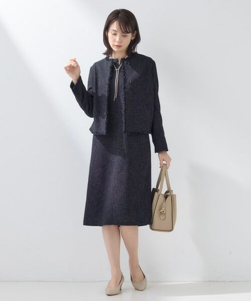 INDIVI / インディヴィ ミニ丈・ひざ丈ワンピース | 【軽量/セレモニー/SETUP可能】ストレッチツイードAラインワンピース | 詳細12