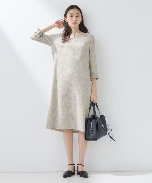 INDIVI / インディヴィ ミニ丈・ひざ丈ワンピース | 【軽量/セレモニー/SETUP可能】ストレッチツイードAラインワンピース | 詳細3