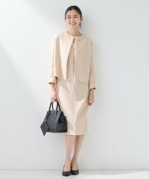 INDIVI / インディヴィ ミニ丈・ひざ丈ワンピース | 【軽量/セレモニー/SETUP可能】ストレッチツイードAラインワンピース | 詳細7