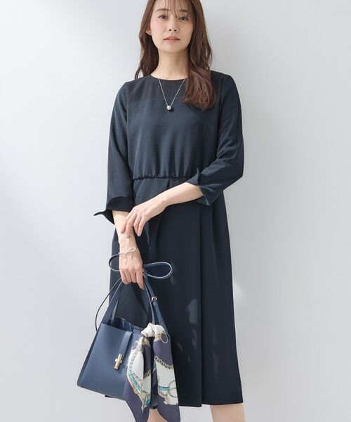 INDIVI / インディヴィ ミニ丈・ひざ丈ワンピース | 【洗える／SETUP可】こなれヨーク切り替えワンピース（ネイビー(094)）