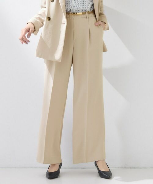 INDIVI / インディヴィ パンツ | 【洗える／UVケア／SETUP可】こなれワイドパンツ（ベージュ(052)）