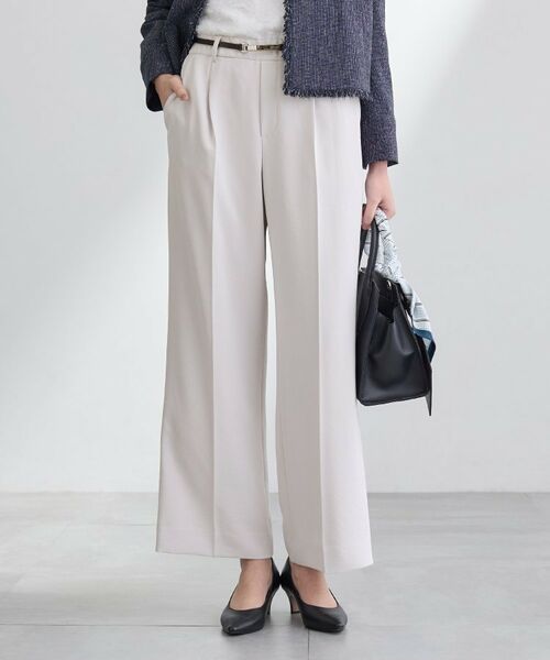 INDIVI / インディヴィ パンツ | 【洗える／UVケア／SETUP可】こなれワイドパンツ（ライトグレー(611)）