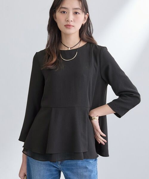 INDIVI / インディヴィ シャツ・ブラウス | 【洗える/UVケア/SETUP可】こなれペプラムブラウス(ブラック(019))