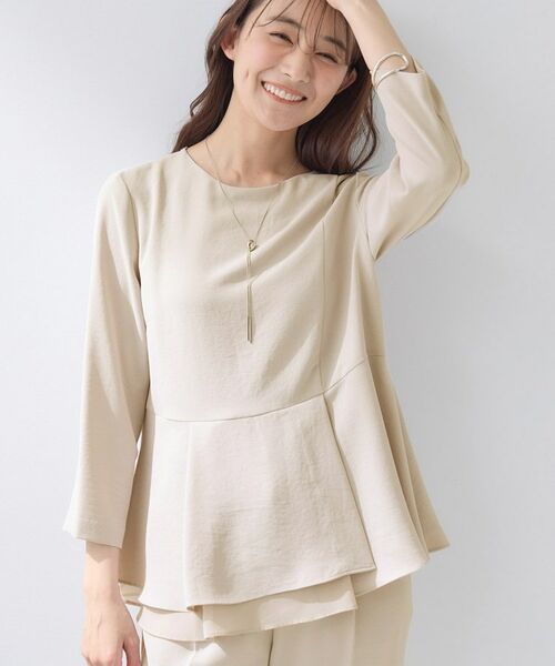 INDIVI / インディヴィ シャツ・ブラウス | 【洗える/UVケア/SETUP可】こなれペプラムブラウス(ベージュ(052))