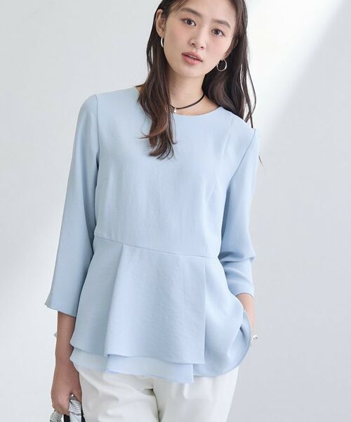 INDIVI / インディヴィ シャツ・ブラウス | 【洗える/UVケア/SETUP可】こなれペプラムブラウス(サックスブルー(090))