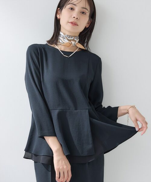 INDIVI / インディヴィ シャツ・ブラウス | 【洗える/UVケア/SETUP可】こなれペプラムブラウス(ネイビー(094))