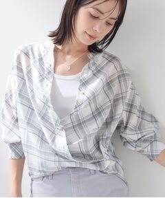 INDIVI / インディヴィ シャツ・ブラウス | 【2WAY／シアー】バイアスチェック柄＆無地 カシュクールシャツ