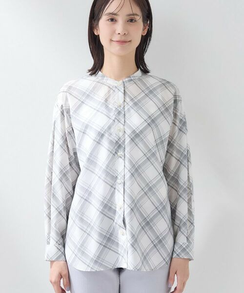 INDIVI / インディヴィ シャツ・ブラウス | 【2WAY／シアー】バイアスチェック柄＆無地 カシュクールシャツ | 詳細14