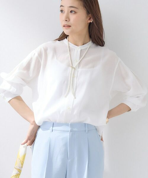 INDIVI / インディヴィ シャツ・ブラウス | 【2WAY／シアー】バイアスチェック柄＆無地 カシュクールシャツ | 詳細2