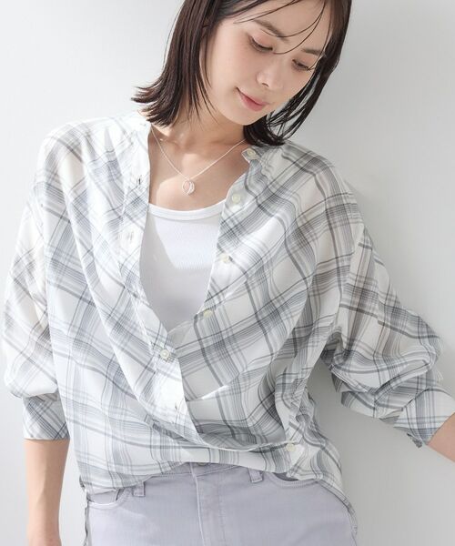 INDIVI / インディヴィ シャツ・ブラウス | 【2WAY／シアー】バイアスチェック柄＆無地 カシュクールシャツ | 詳細21