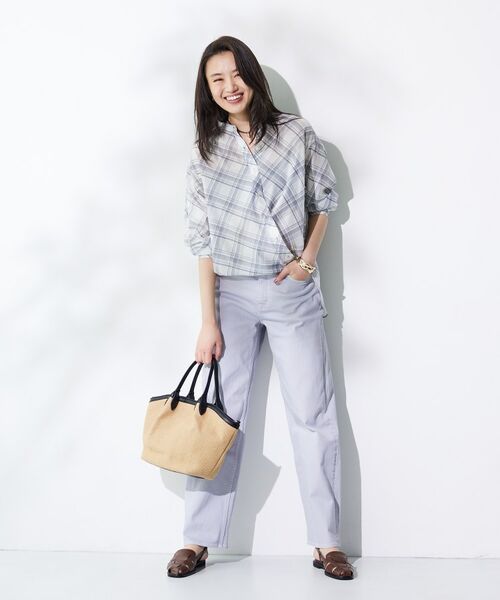 INDIVI / インディヴィ シャツ・ブラウス | 【2WAY／シアー】バイアスチェック柄＆無地 カシュクールシャツ | 詳細23