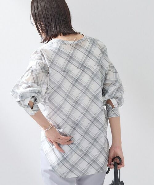 INDIVI / インディヴィ シャツ・ブラウス | 【2WAY／シアー】バイアスチェック柄＆無地 カシュクールシャツ | 詳細7