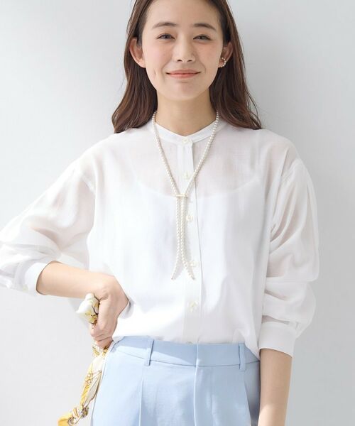 INDIVI / インディヴィ シャツ・ブラウス | 【2WAY／シアー】バイアスチェック柄＆無地 カシュクールシャツ（ホワイト(001)）