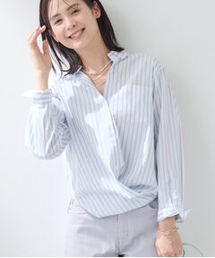 INDIVI / インディヴィ シャツ・ブラウス | 【2WAY／洗える】ラメストライプ コットン混シャツ