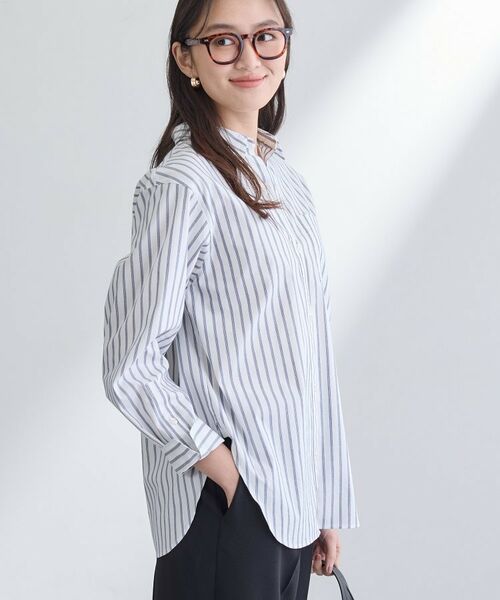 INDIVI / インディヴィ シャツ・ブラウス | 【2WAY／洗える】ラメストライプ コットン混シャツ | 詳細10