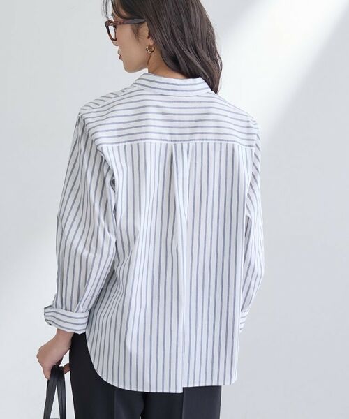 INDIVI / インディヴィ シャツ・ブラウス | 【2WAY／洗える】ラメストライプ コットン混シャツ | 詳細11