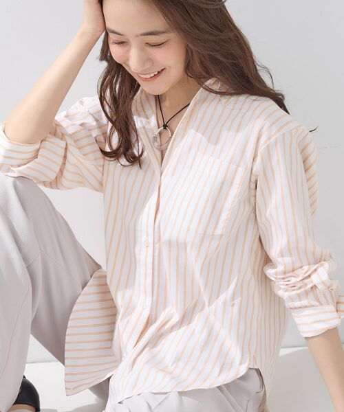 INDIVI / インディヴィ シャツ・ブラウス | 【2WAY／洗える】ラメストライプ コットン混シャツ | 詳細2