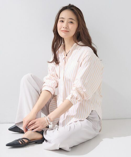 INDIVI / インディヴィ シャツ・ブラウス | 【2WAY／洗える】ラメストライプ コットン混シャツ | 詳細3