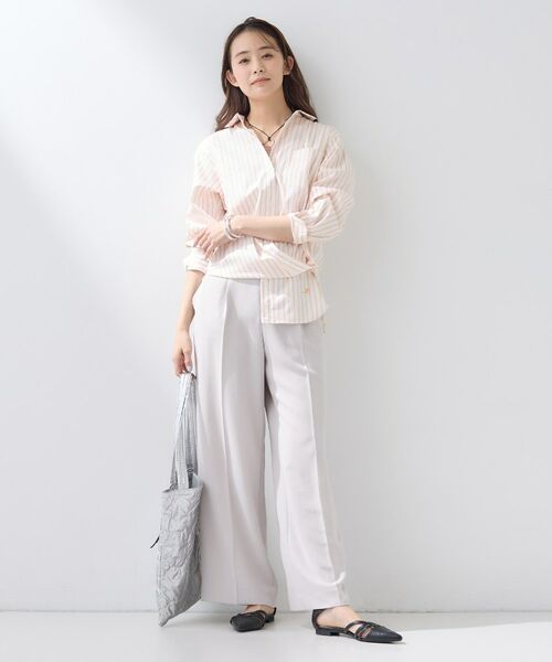 INDIVI / インディヴィ シャツ・ブラウス | 【2WAY／洗える】ラメストライプ コットン混シャツ | 詳細4