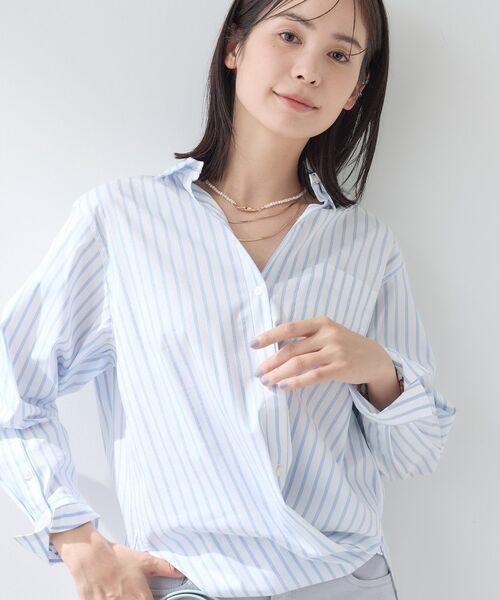 INDIVI / インディヴィ シャツ・ブラウス | 【2WAY／洗える】ラメストライプ コットン混シャツ | 詳細6