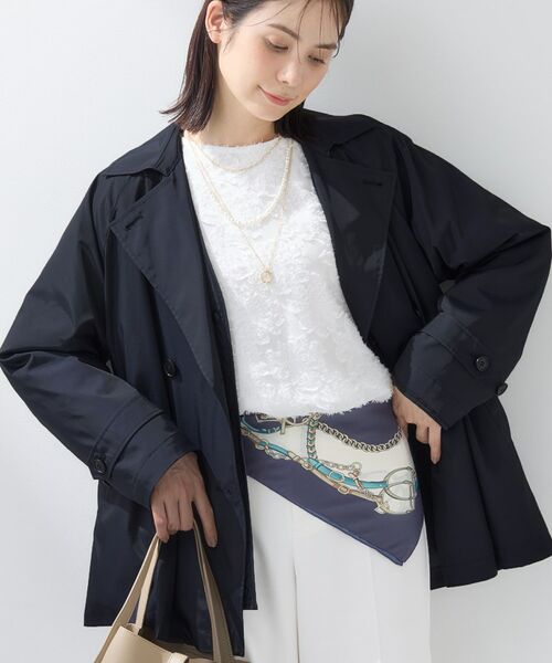 INDIVI / インディヴィ トレンチコート | 【撥水/UVケア/2WAY】超軽量ライナー付ライトトレンチコート(ネイビー(094))