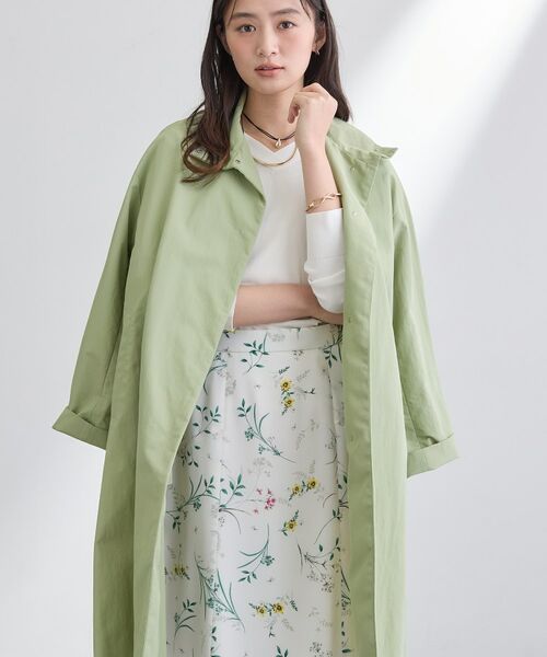 INDIVI / インディヴィ その他アウター | 【撥水/軽量】ミニマル スタンドカラーコート(グリーン(025))