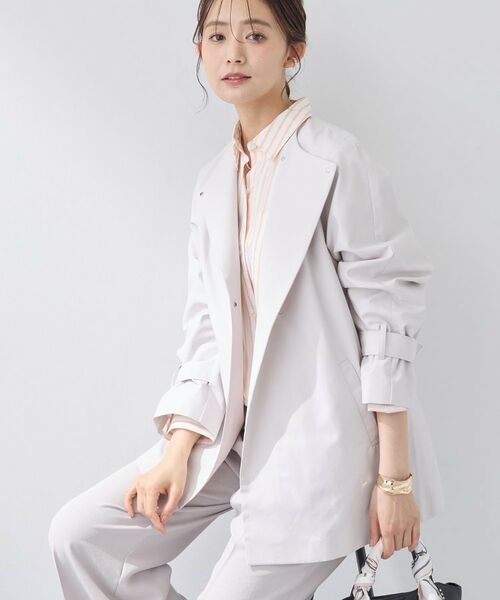 INDIVI / インディヴィ トレンチコート | 【撥水/軽量】ミドル丈 ミニマルトレンチコート（グレージュ(050)）