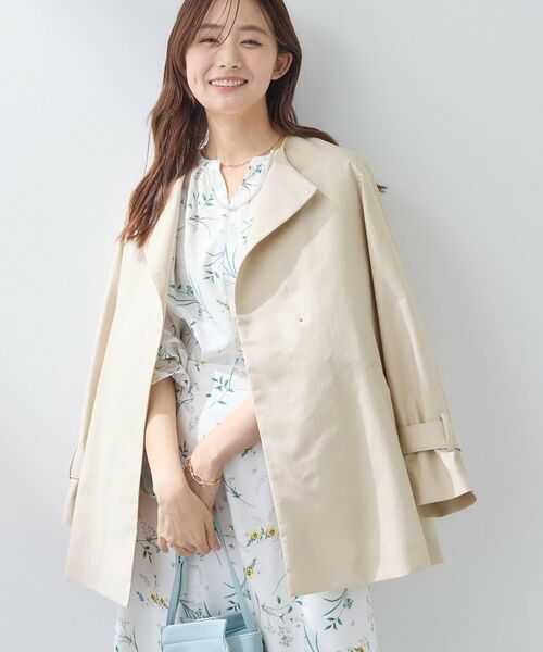 INDIVI / インディヴィ トレンチコート | 【撥水/軽量】ミドル丈 ミニマルトレンチコート（ライトベージュ(051)）