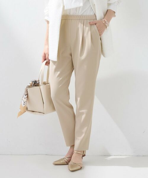 INDIVI / インディヴィ パンツ | 【褒められパンツ/高ストレッチ】タックテーパードパンツ(ライトベージュ(051))
