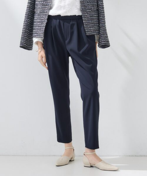 INDIVI / インディヴィ パンツ | 【褒められパンツ/高ストレッチ】タックテーパードパンツ(ネイビー(094))
