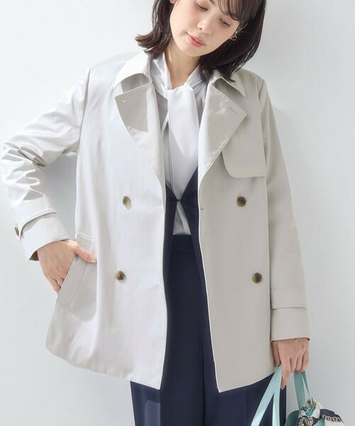 INDIVI / インディヴィ トレンチコート | 【撥水/UVケア】名品トレンチコート(ライトグレー(611))