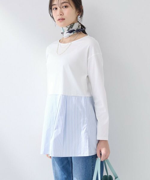 INDIVI / インディヴィ カットソー | 【レイヤードにおすすめ】切り替えデザイントップス（ホワイト(301)）