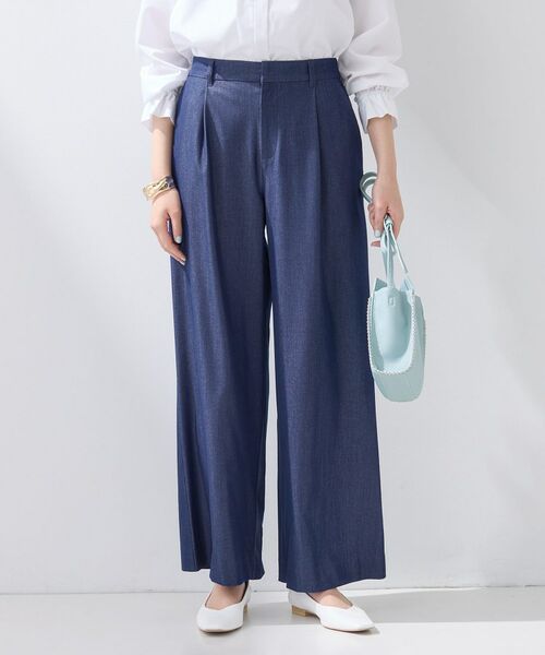 INDIVI / インディヴィ パンツ | 【デニム調素材】きれいめワイドパンツ（ブルー(493)）