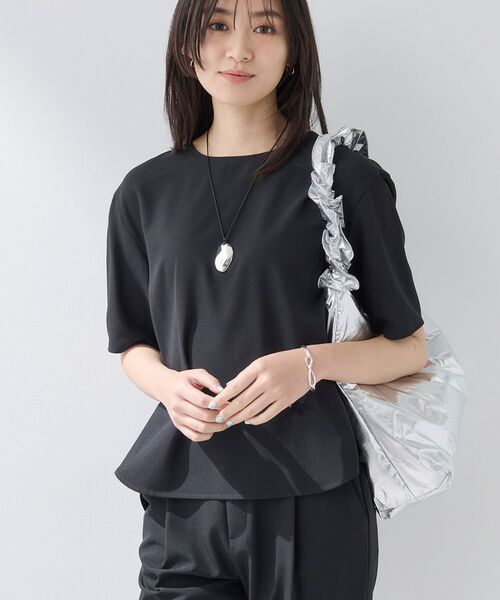 INDIVI / インディヴィ カットソー | 【SETUP可能】エアリーバックシャンブラウス（ブラック(019)）