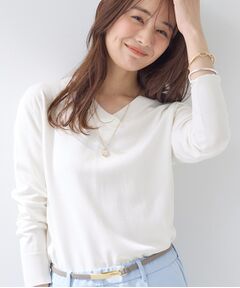 INDIVI / インディヴィ ニット・セーター | 【シルク混】きれいめVネックニット