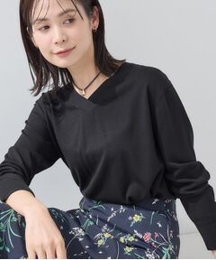 INDIVI / インディヴィ ニット・セーター | 【シルク混】きれいめVネックニット