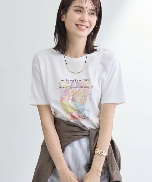 INDIVI / インディヴィ Tシャツ | 【UVケア／選べるグラフィック】スムースジャージグTシャツ（ホワイト(101)）