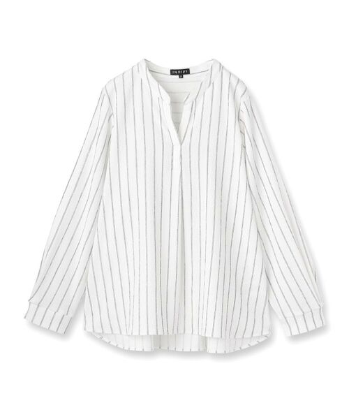 INDIVI / インディヴィ カットソー | 【洗える／着心地楽ちん】ブラウス風ストライプカットソートップス | 詳細1