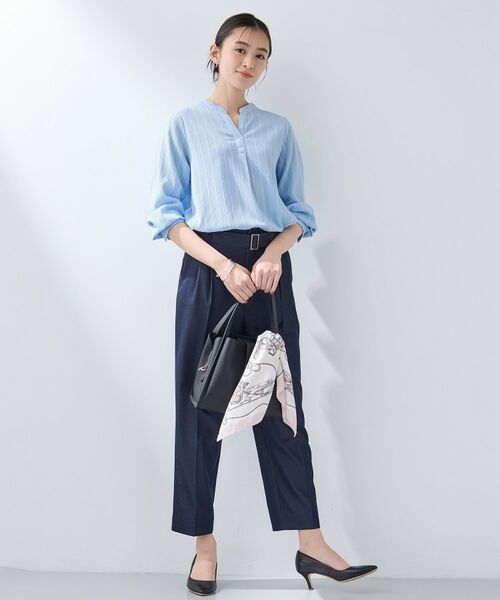 INDIVI / インディヴィ カットソー | 【洗える／着心地楽ちん】ブラウス風ストライプカットソートップス | 詳細12